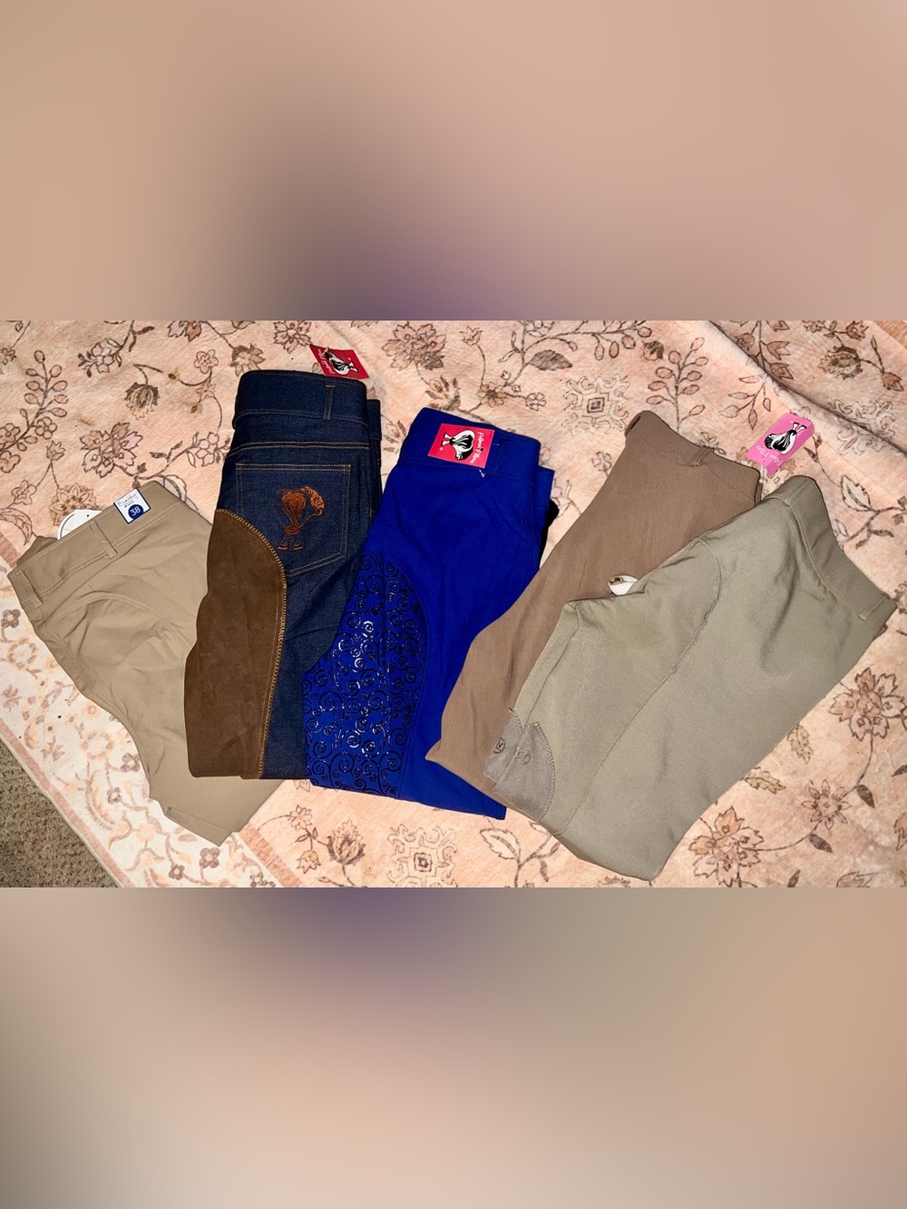 Women’s Skinny Equestrian Breeches - Blue & Tan